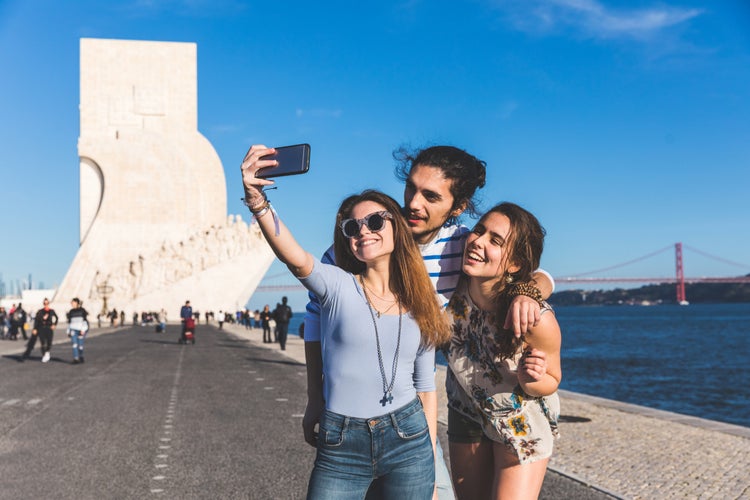 Friends travelling and taking a selfie together in Lisbon .jpg