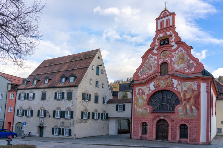 photo of view of Beautiful colorful romantic city of Füssen Germany with decorated houses