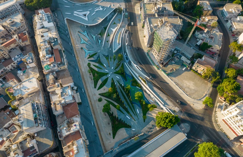 photo of aerial view of Nicosia cityscape the capital city of Cyprus and Eleftheria square with modern futuristic architecture.