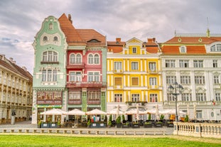 Photo of the Small Square piata mica, the second fortified square in the medieval Upper town of Sibiu city, Romania.