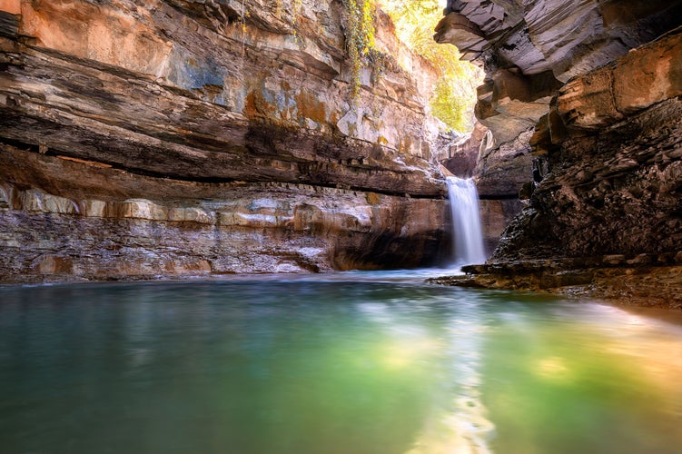 Photo of view of the beautiful Premilcuore waterfall in the province of Forli.