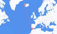 Flyreiser fra Casablanca, Marokko til Reykjavík, Island