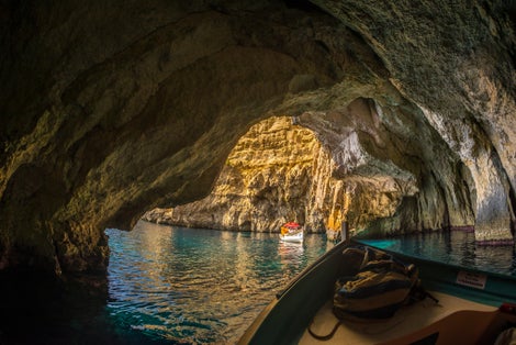 Photo from inside of the Blue Grotto sea cave ,Malta.
