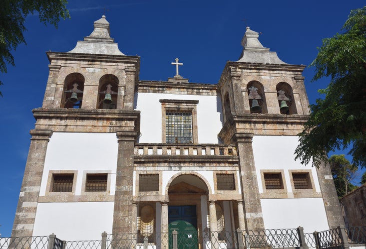 Photo of Facade oh the St Mary of Grace Church in Setubal, Portugal.