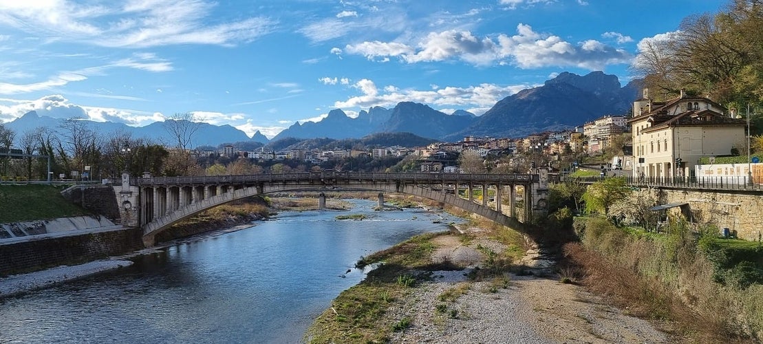 photo of a bridge at Belluno in  Veneto region of northern Italy.