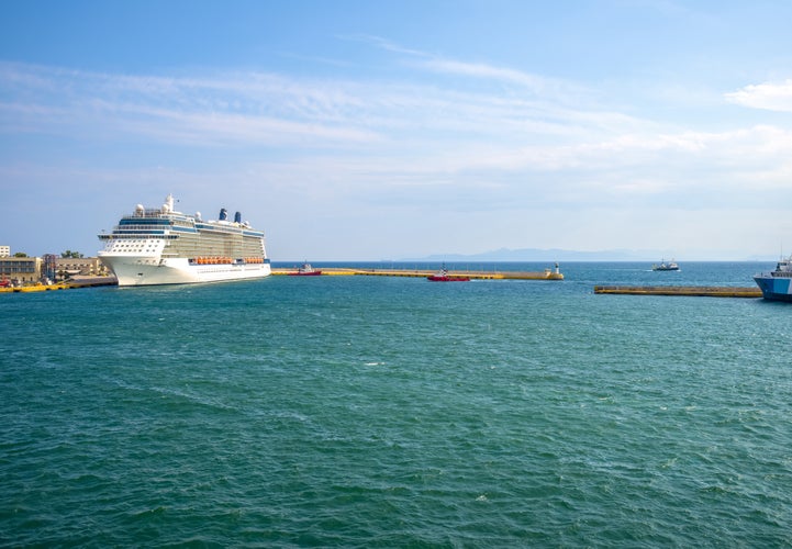 Photo of Impressive cruise ship at the port of Piraeus, Athens, ready to sail to the greek islands.