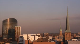 Photo of Dortmund city centre aerial panoramic view in Germany.