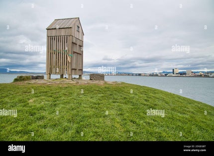 photo of view of Wooden cage at Þúfa Reykjavik city, Iceland.