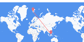 Flyg från Brunei till Svalbard & Jan Mayen