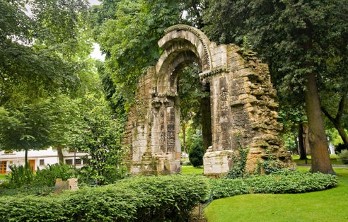Ancient romanian arc in the San Francisco park in Oviedo, Spain.