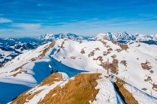 Photo of The mountain village at the Austrian ski resort Soelden on a cold and sunny winter day.