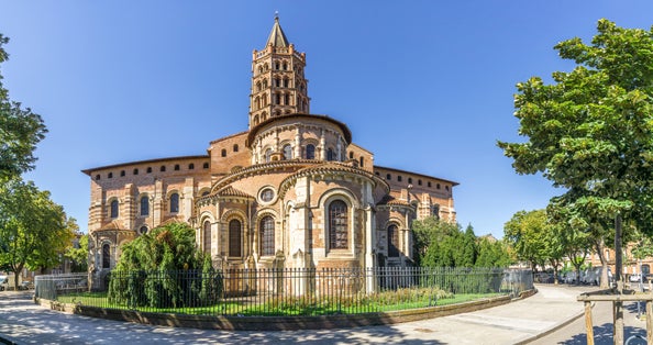 Photo of panoramic view at the Basilica of Saint Sernin in Toulouse ,France.
