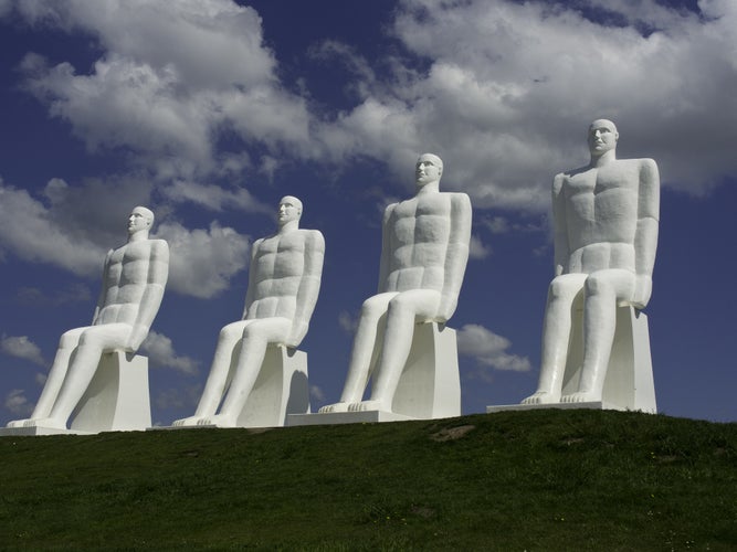 PHOTO OF VIEW OF Men at sea in Esbjerg, Denmark.