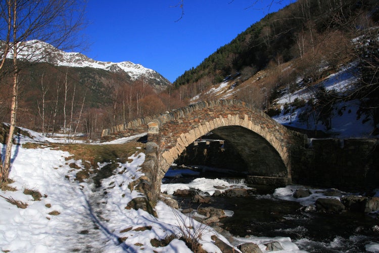 photo of view of Romanesque bridge in La Massana Andorra.