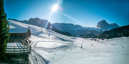 photo of panoramic view of Val Gardena in Italy.