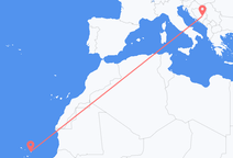 Flyg från Boa Vista (kommun i Brasilien, Roraima, lat 3,19, long -60,61) till Sarajevo