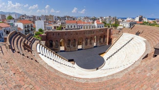 Photo of Heraion in Perachora with small beach, Loutraki, Greece.