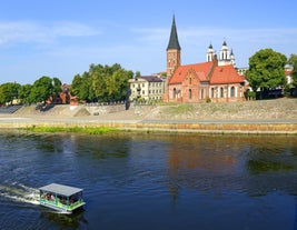 Panorama of Kaunas from Aleksotas hill, Lithuania.