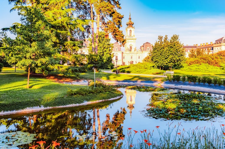 the Festetics Palace is located in the town of Keszthely, Zala, Hungary, near the Lake Balaton. temporary Hungarian and European monarchy.