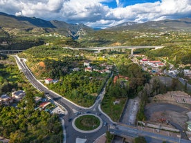 Photo of aerial view of Kalamata city and it's marina, Messenia, Peloponnese, Greece.