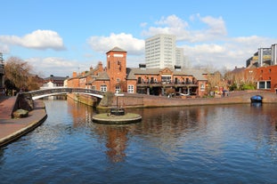 Photo of aerial view of Stratford-Upon-Avon, Warwickhire, England, the birthplace of William Shakespeare.