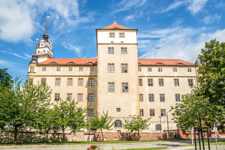 View at the Hartenfels castle in the streets of town Torgau - Germany