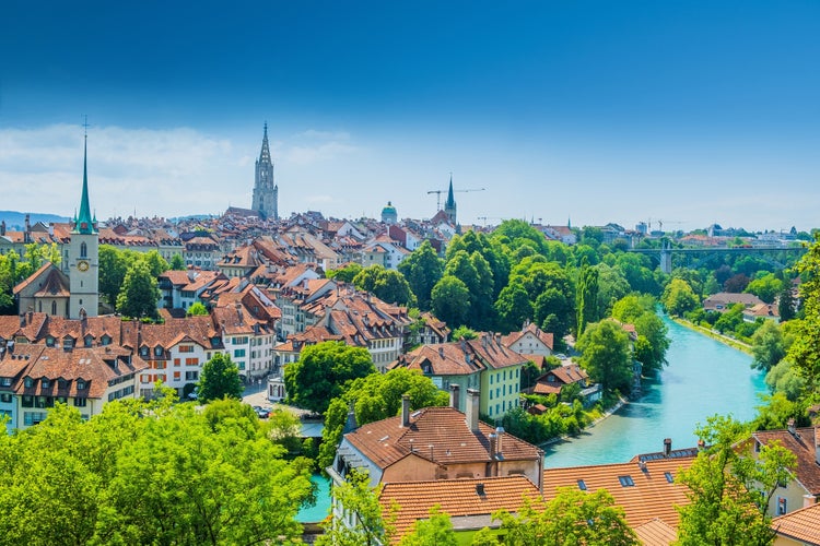 Photo of Aare river and cityscape of the old town of Bern, Switzerland.