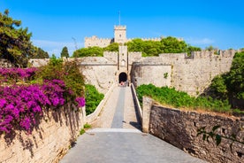 Photo of colorful houses in the village Koskinou on the island of Rhodes, Greece.