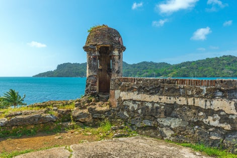 Photo of The Spanish fortress of Santiago built to protect the harbor of Portobelo against pirate incursions. Located in the city of Portobelo by the Caribbean Sea in Panama.