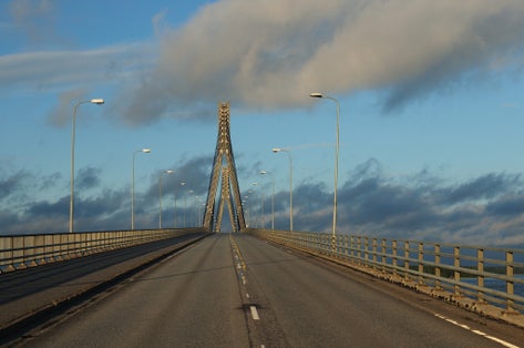 Photo of the road on Replot (Raippaluoto) bridge is the longest bridge in Korsholm, Finland.