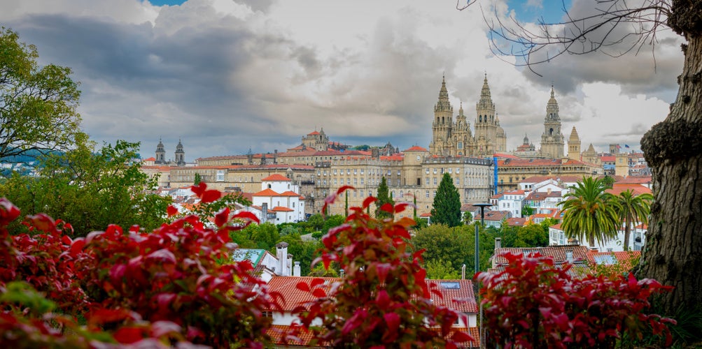 photo of view of   Panorama View on city skyline of Santiago de Compostela in Galicia, Spain. View on Cathedral