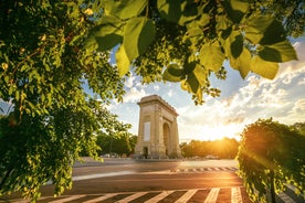 Photo of the facade of the Administrative Palace of Craiova (today Dolj Prefecture and County Council), an imposing historical monument located on the territory of Craiova, Romania.