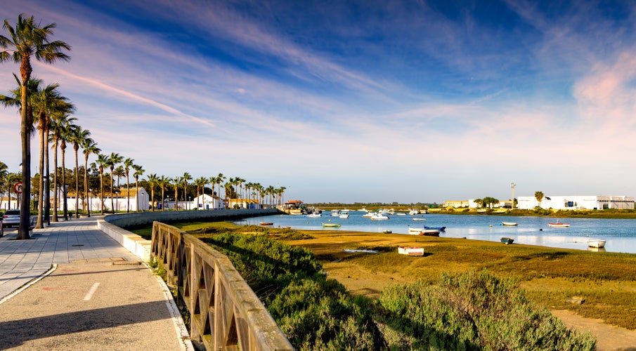 Coastal view of old Sancti Petri in Chiclana de la Frontera, Spain.