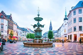 Photo of Roskilde square and Old Town Hall, Denmark.