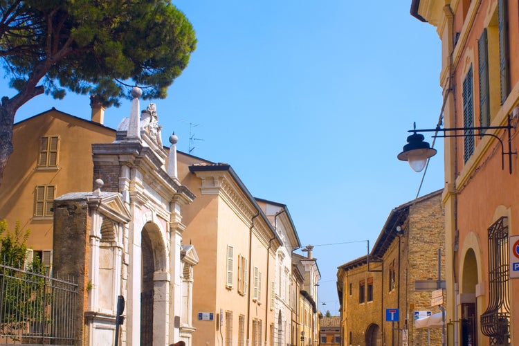 photo of view  of Entrance gate to famous Basilica di San Vitale in Ravenna, Italy