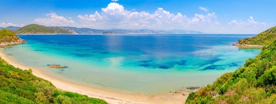 Photo of aerial view of Katerini with beach, Greece.