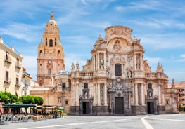 Photo of Murcia city centre and Segura river aerial panoramic view. Murcia is a city in south eastern Spain.