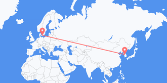 韓国からデンマークへのフライト