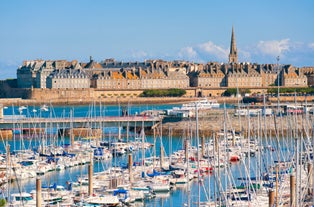 photo of a beautiful view of bay of Saint Lunaire on the Brittany coast near Dinard. France.