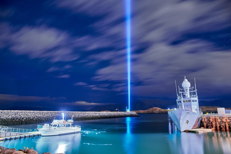 Imagine Peace Tower on Videy island in Reykjavik.jpg