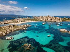 Photo of beautiful Grande Sperone beach, Bonifacio ,France.