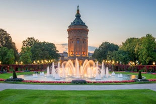 Photo of Autumn aerial cityscape of Mannheim city, Baden-Württemberg, Germany.