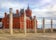 Columns in Roald Dahl Plass in Cardiff Bay with Pierhead Building in the background. Cardiff, UK.