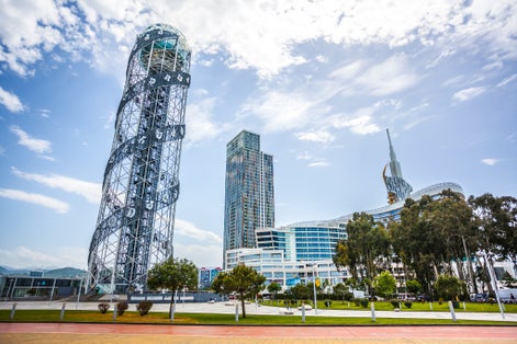 Photo of Alphabetic Tower in Batumi, amazing view from the Black sea, Batumi, Georgia.
