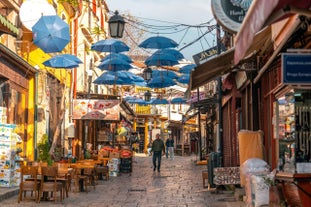 Photo of aerial view of Plovdiv, Bulgaria.