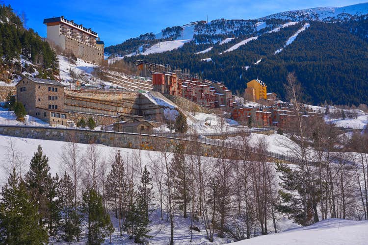 photo of view of Soldeu ski village in Andorra at Grandvalira sector Pyreenees.