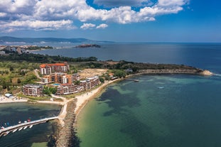 Photo of aerial view of the ancient seaside town, Nessebar, Bulgaria.