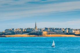 photo of a beautiful view of bay of Saint Lunaire on the Brittany coast near Dinard. France.