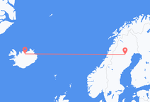 Lennot Arvidsjaurilta, Ruotsi Akureyriin, Islanti