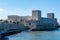 photo of view of View of the Swabian castle of Trani. Stone fortress, on the sea. In Puglia, near Bari, Barletta, Andria, Trani, Italy.